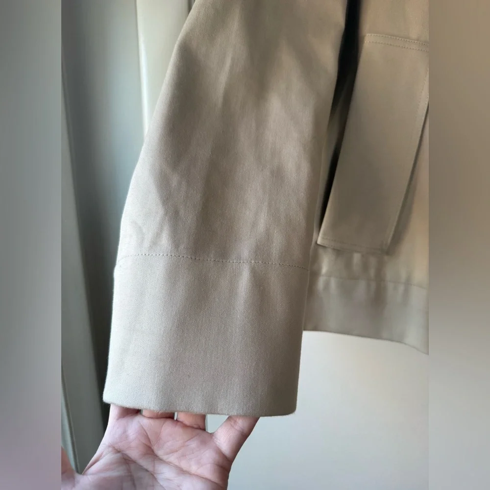 Zara Man Edition Short Trench Coat Jacket 100% Cotton Khaki Tan Medium - Picture 7 of 11